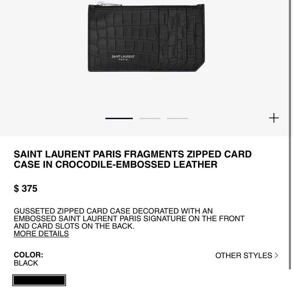 SAINT LAURENT PARIS FRAGMENTS ZIPPED CARD CASE IN CROCODILE-EMBOSSED LEATHER